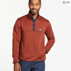 L.L. Bean Airlight Knit Pullover Men’s Size Medium Orange Lightweight Snap Front